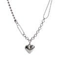 Shangjie OEM Vintage Metal Silver Heart Necklace punk  layerd necklace silver heart necklaces